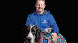 Paul Eden and his two-year-old service dog, Charlotte; a Great Dane from the Service Dog Project. Image courtesy of Paul Eden.