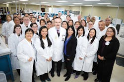 Gary Escoto, MLS(ASCP), JoseLuis Sanchez, MS, MLS(ASCP), and Aubrey Lacirda, MT(AMT) observing Total Lab Automation ribbon cutting presentation Gary Escoto, MLS(ASCP), JoseLuis Sanchez, MS, MLS(ASCP), and Aubrey Lacirda, MT(AMT) observing Total Lab Automation ribbon cutting presentation