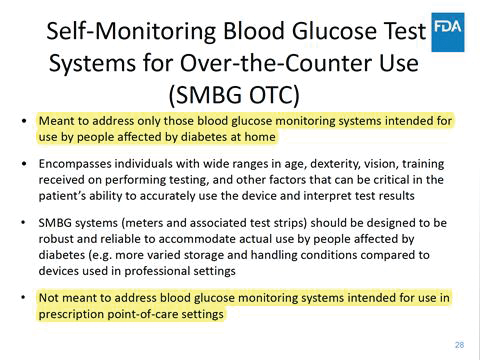 blood glucose meter fda classification