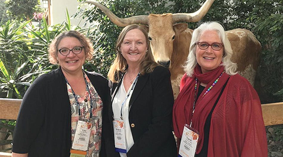 From left to right: Lisa Moynihan, MLO Editor, Kristine Russell, MLO Publisher/Executive Editor, Texas Longhorn, and Carol Vovcsko, MLO Sales/Advertising.