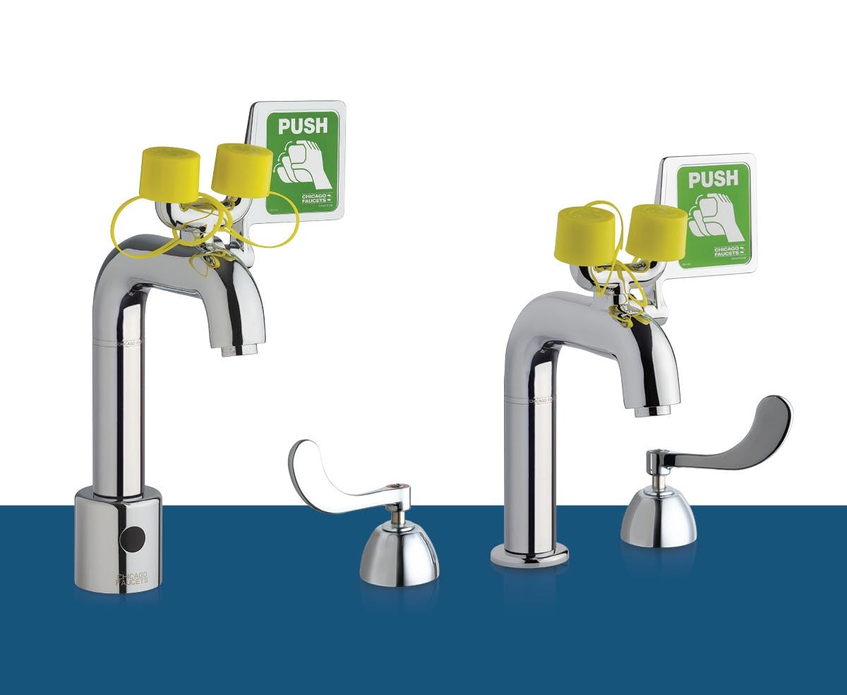 Chicago Faucets Combination Eyewash for laboratory safety and emergency ...
