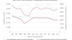Lung cancer diagnoses fell from March 2020 to May 2020, one of six major cancer types to experience a dip during the early part of the pandemic. NCI.