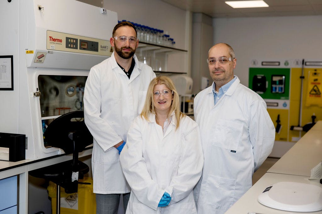 Logical Antigen team, (L-R): Chris Gregory, Operations Director, Hannah Mcintosh, Managing Director, Garry Mcintosh, R&D Director.