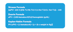 Figure 3. Formulas for estimated plasma volume. Figure 3. Formulas for estimated plasma volume.