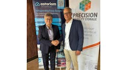 Lori A. Ball, Board Member, Astoriom and Clay Hile, Managing Director, Precision Stability Storage sign acquisition agreement. Lori A. Ball, Board Member, Astoriom and Clay Hile, Managing Director, Precision Stability Storage sign acquisition agreement.