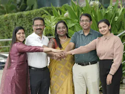 India Team: Pictured from left to right: Sanooja Pinki S, Sajith Mohan R, Vidyalekshmy R, Naveen Jain, Prethika PA.